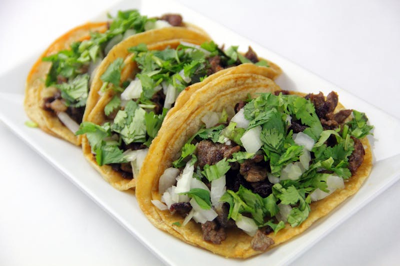 Classic Carne Asada Taco with grilled beef on corn tortilla